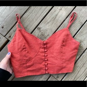 Red Button Down Tank